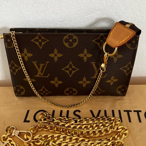 Louis Vuitton Handbags - Louis Vuitton Monogram Mini Pouchette with Wristlet Chain and unbrand crossbody